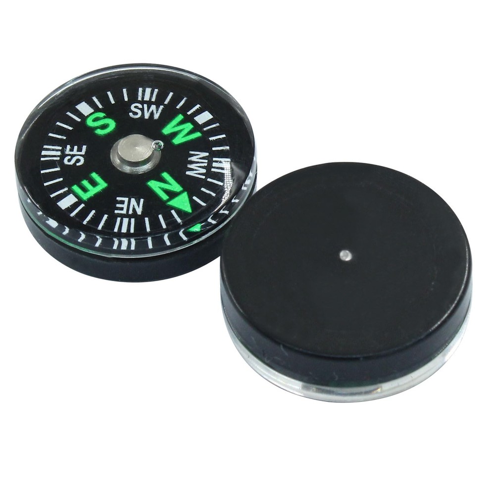 Kemcatui 15Pcs 20mm Mini Pocket Compass Bulk, Button Black
