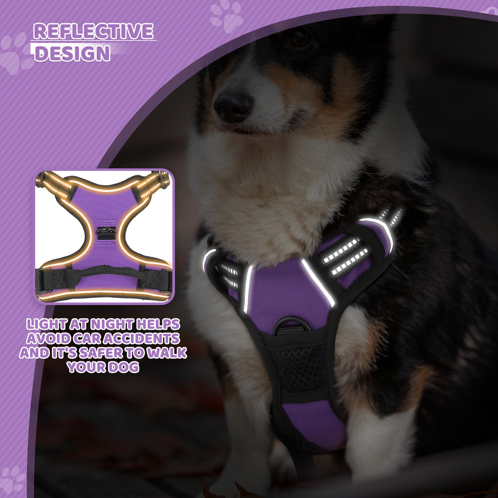 Comfortable Reflective No Pull Pet Dog Harness w/ Control Handle for Large Dogs