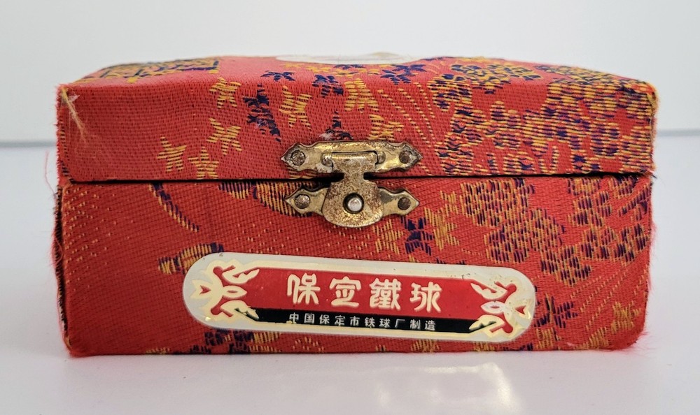 Decorative Box with 2 Vintage Shouxing Baoding Chiming Balls, Stress Relief