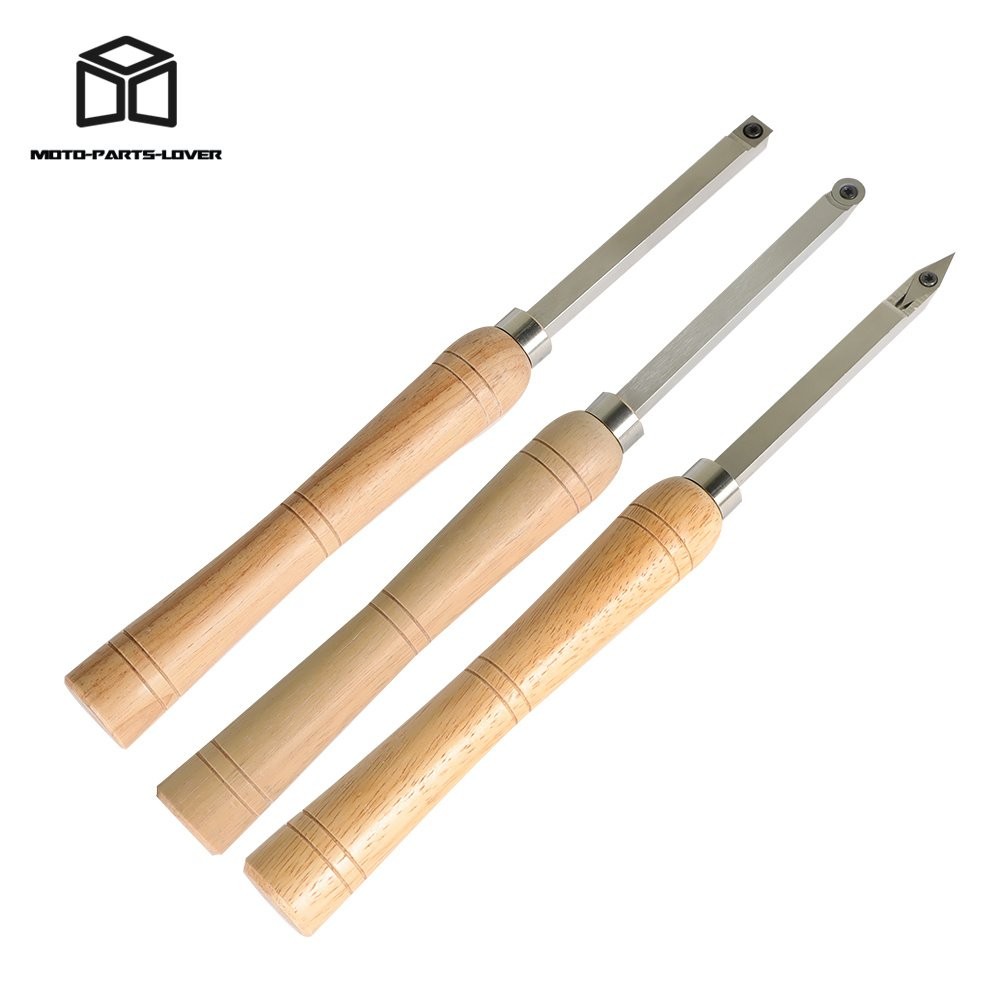 3 Pcs Set Carbide Woodturning Tool Mini Size Diamond Shape Round & Square Tool