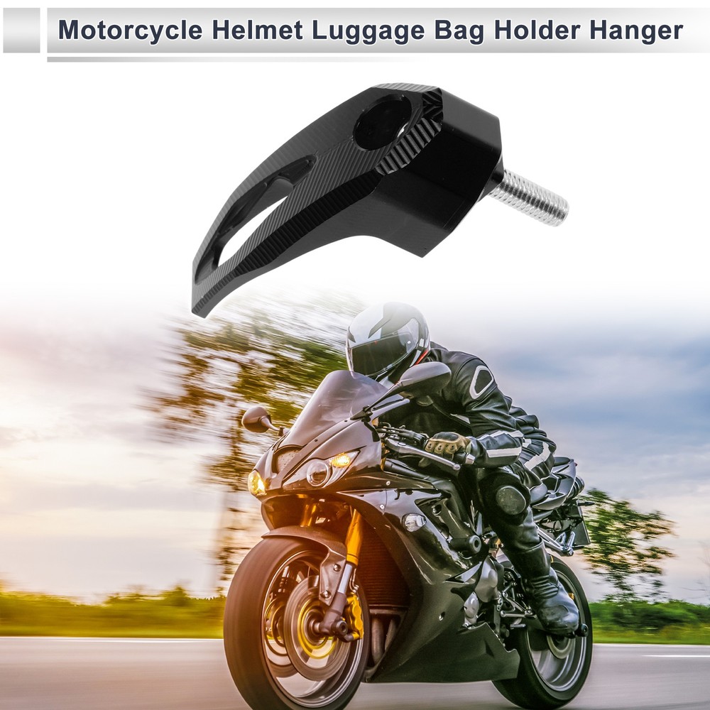 Rectangular Motorcycle Hook with Screw and Key 1 Set Black