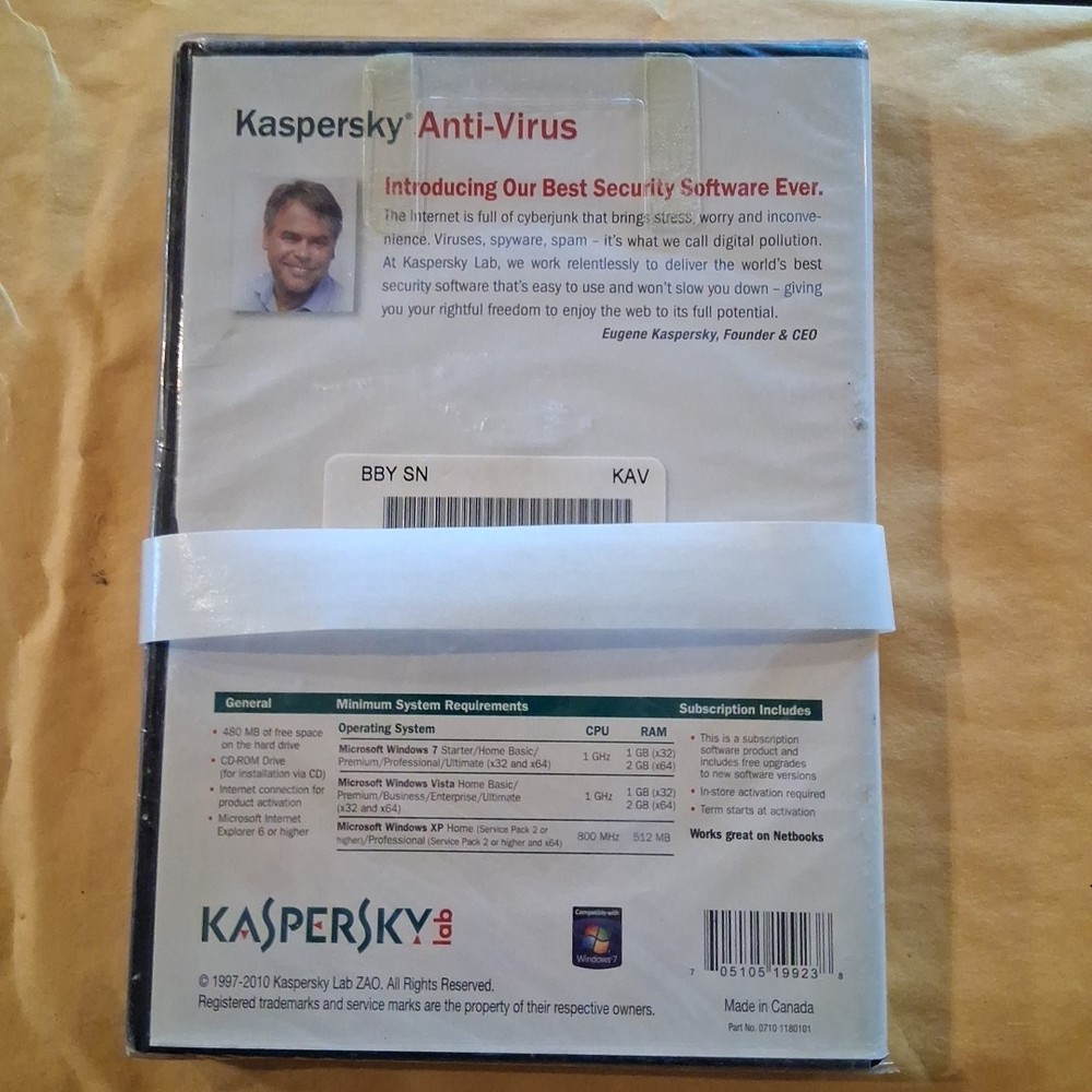 KASPERSLab Anti-Virus Protection PC Computer Security Software - NEW SEALED