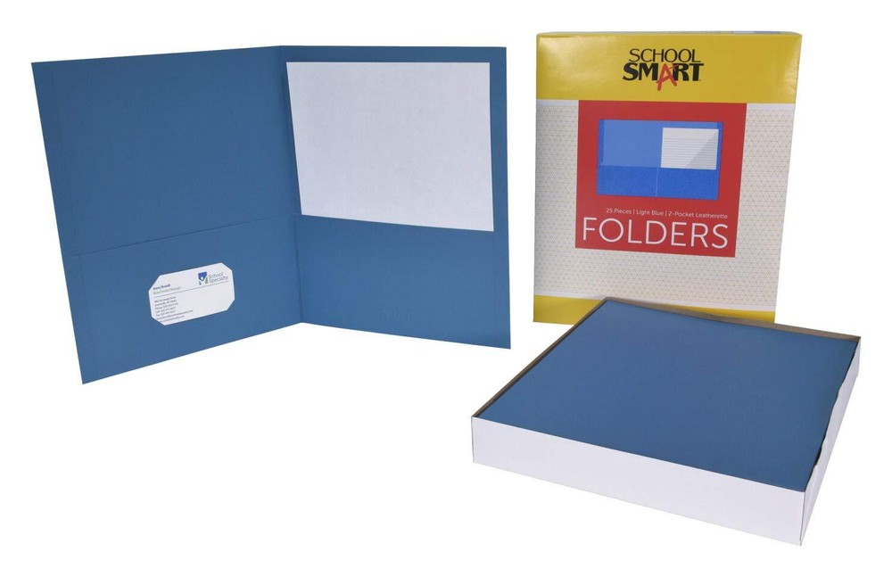 2-Pocket Folders Light Blue Pack of 25