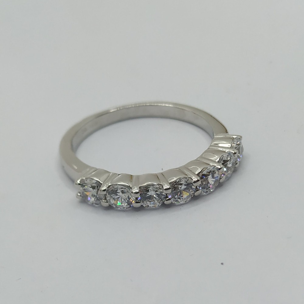 Stunning 925 Sterling Silver Moissanite Half Eternity Stackable Wedding Band