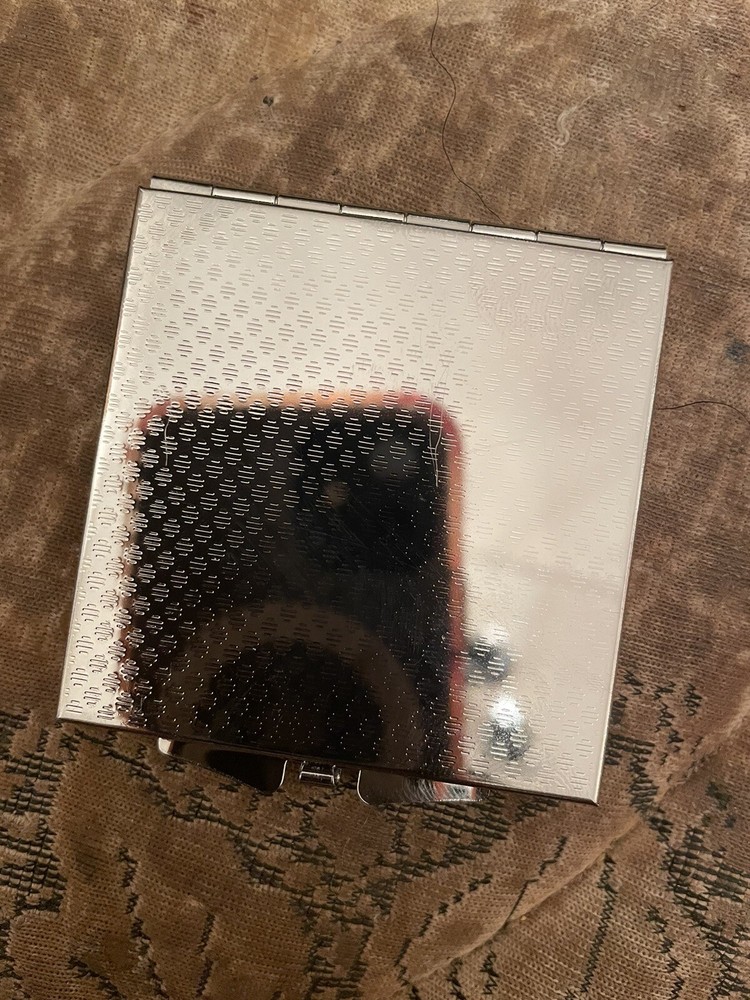 Retro 1950s Little Lamb Square Silver Mirror Compact