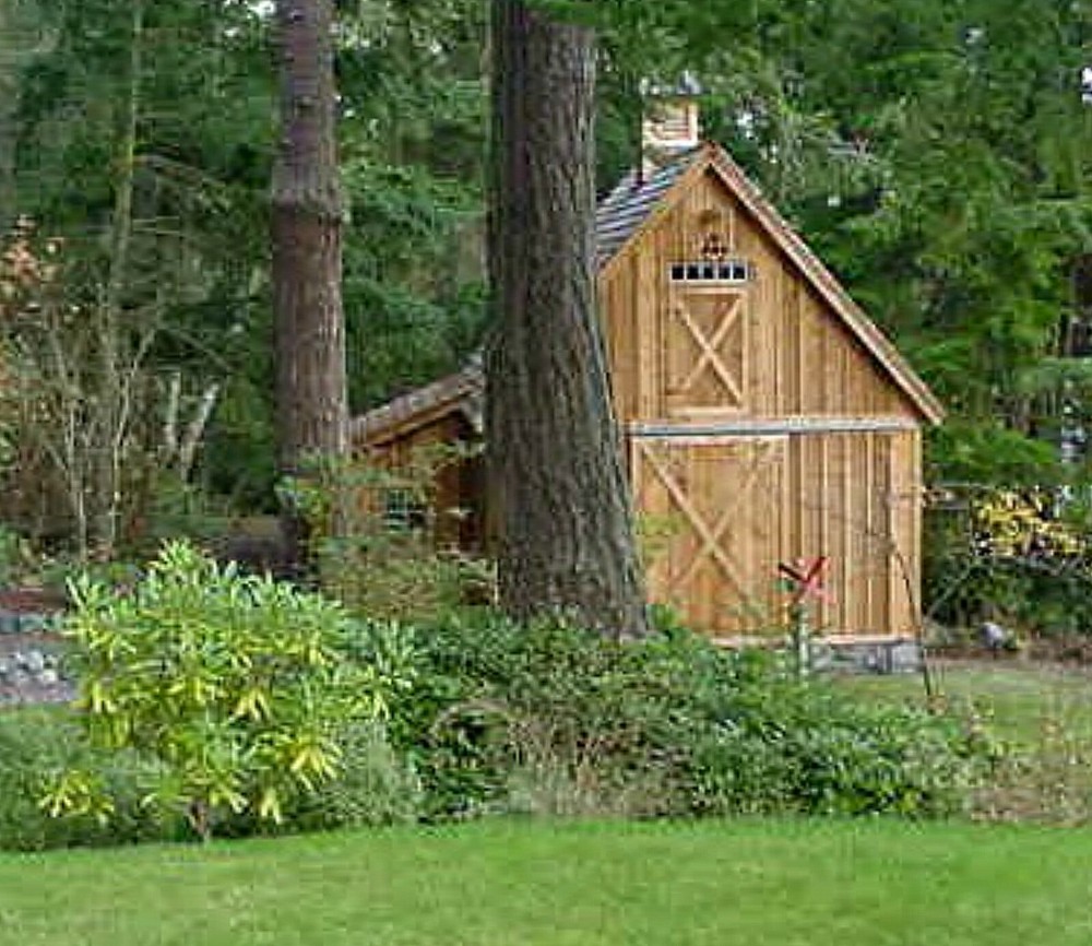 Two Backyard Mini-Barn Plans - Complete Pole-Barn Construction  Blueprints (B12)