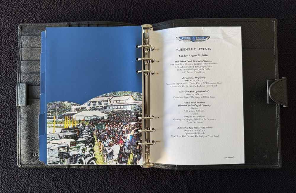 2016 Pebble Beach Concours Judge's Folio w/Inserts OSPREY Leather Planner EXC