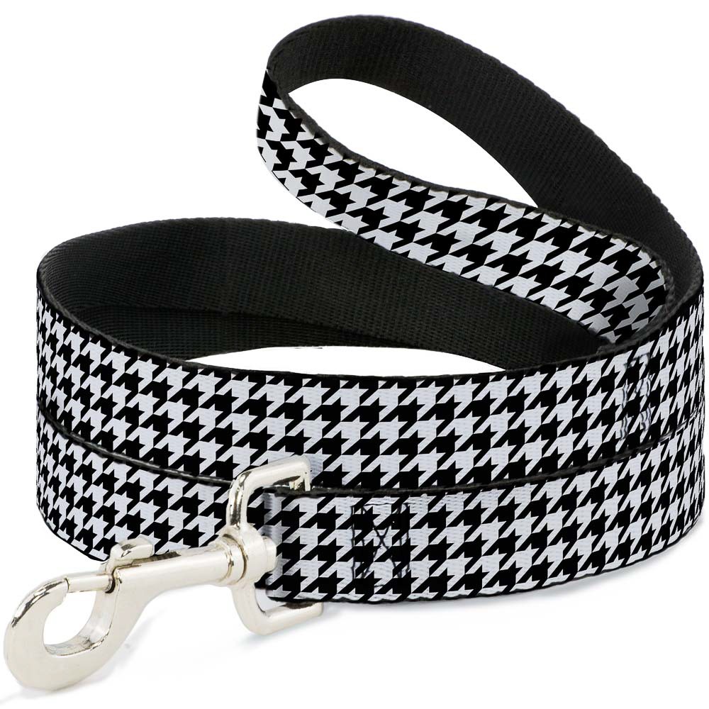 Dog Leash Houndstooth Black/White NARROW 0.5"