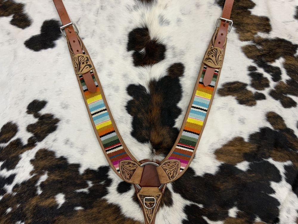 Showman Leather Pulling Collar w/ Serape Blanket Inlay