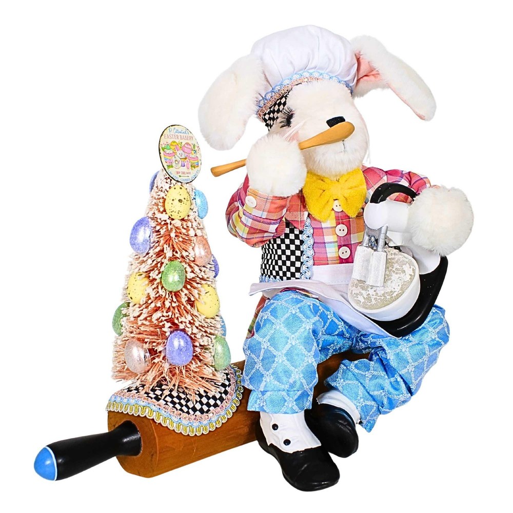 Karen Didion Bunny On Rolling Pin Figurine Easter Kitchen