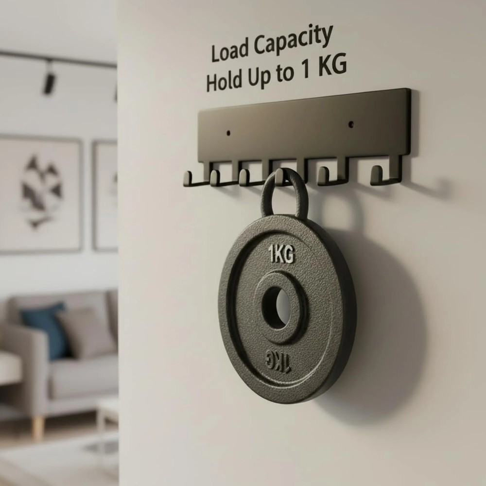 Key Holder Wall Mount with 6 Hooks - Key Rack Organizer for Entryway, Kitchen &
