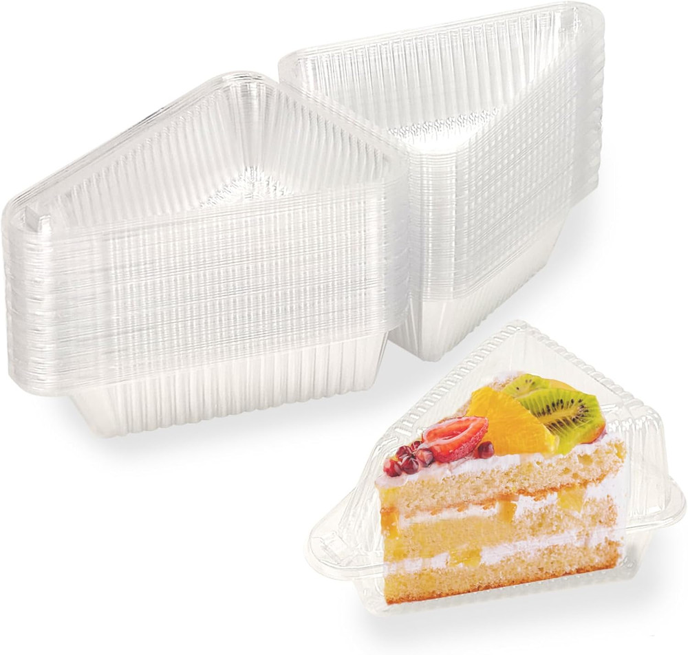50Pcs Cake Slice Containers with Hinged Lid,5 Inches Disposable Pie Slice Boxes,
