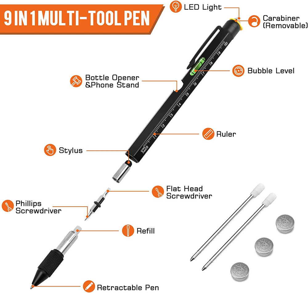 9-in-1 Multitool Pen Gadget Gift for Men
