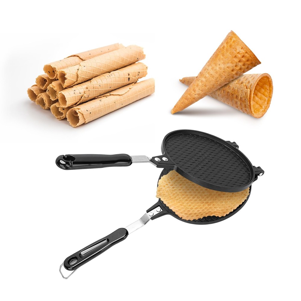 Electric Waffle Cone Maker NonStick Egg Roll Pan 8.5 In Crispy Mold
