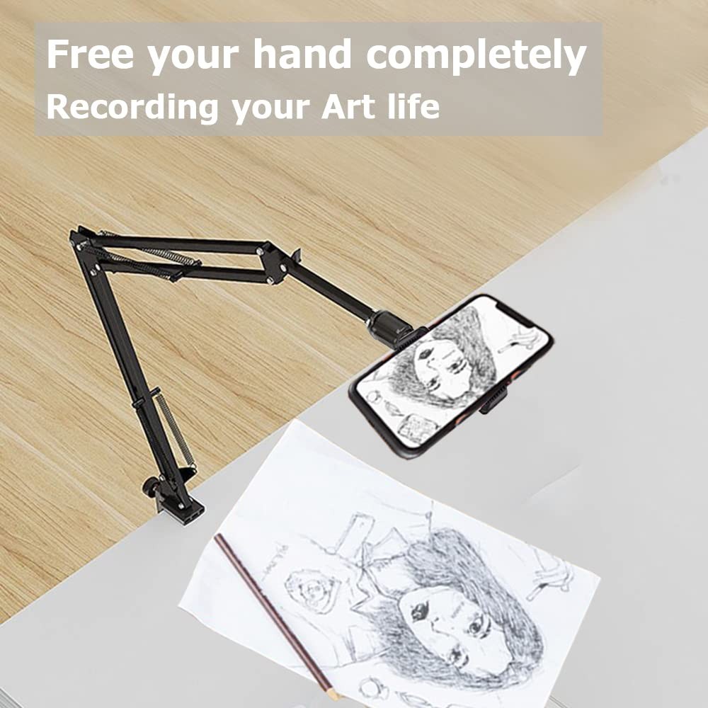 Overhead Tripod Mount for Camera Webcam Ring Light, Long Over Head 01-Black