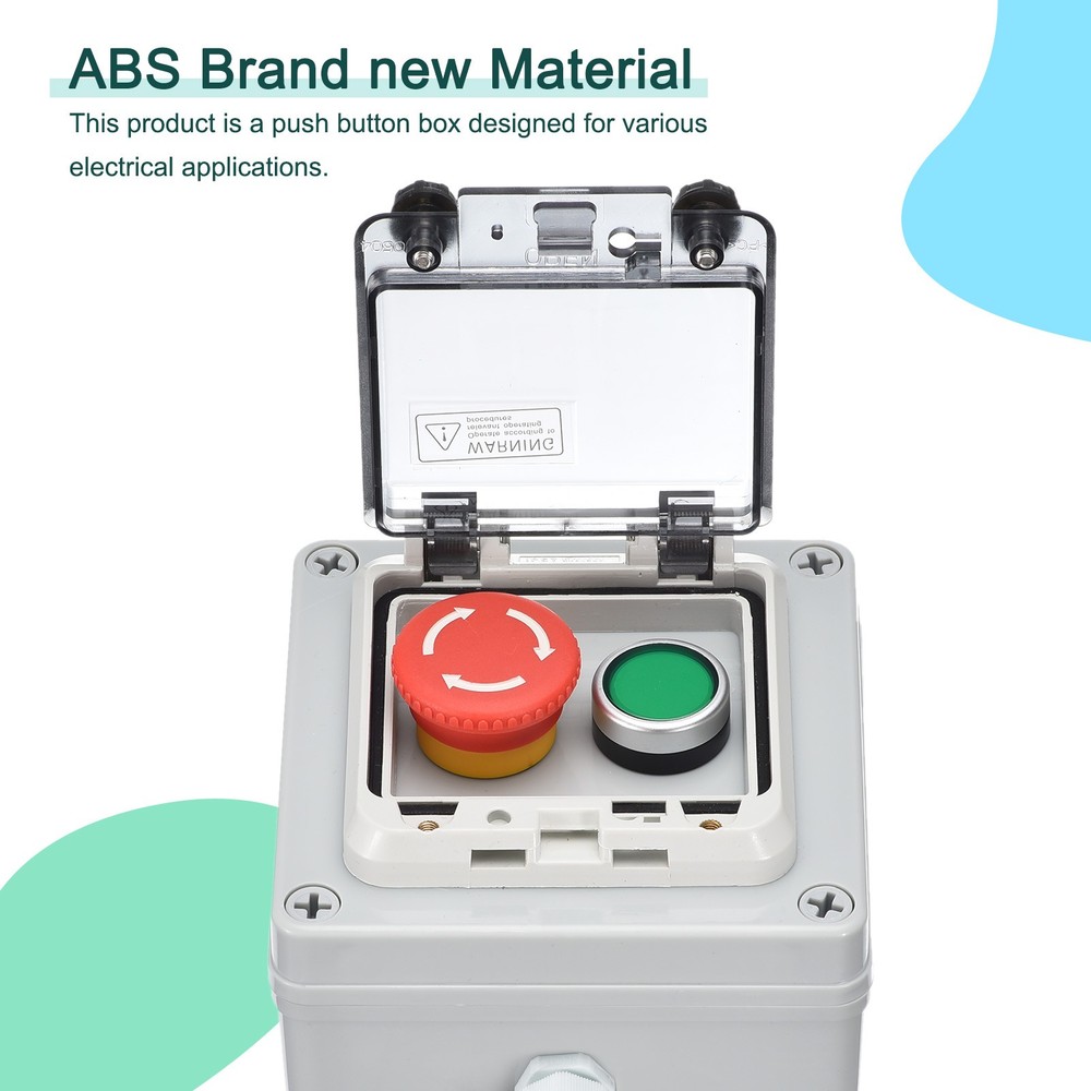 IP67 Push Button Box ABS Green Button E Stop Button Electrical Fire Equipment