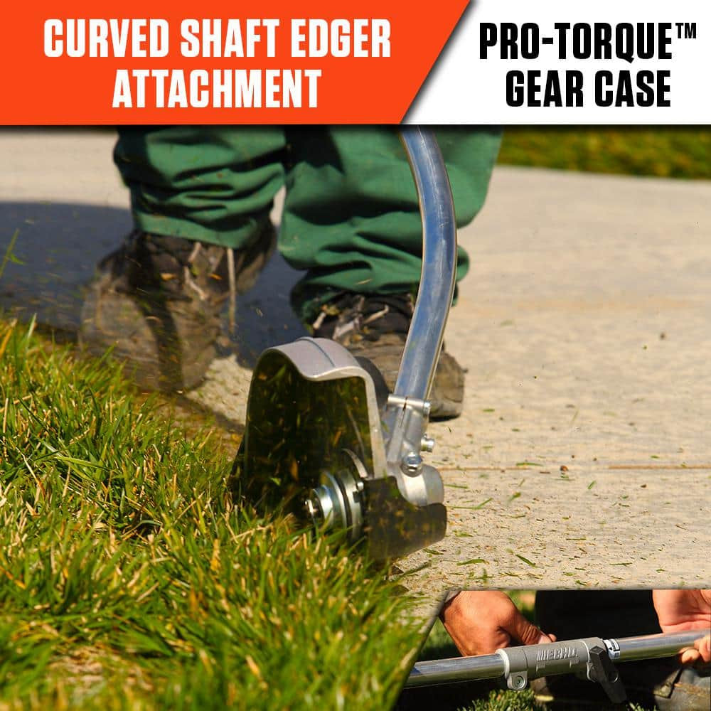 PAS Edger Trimmer Attachment Sturdy 8 in Blade Adjustable Cut Depth Curved Shaft