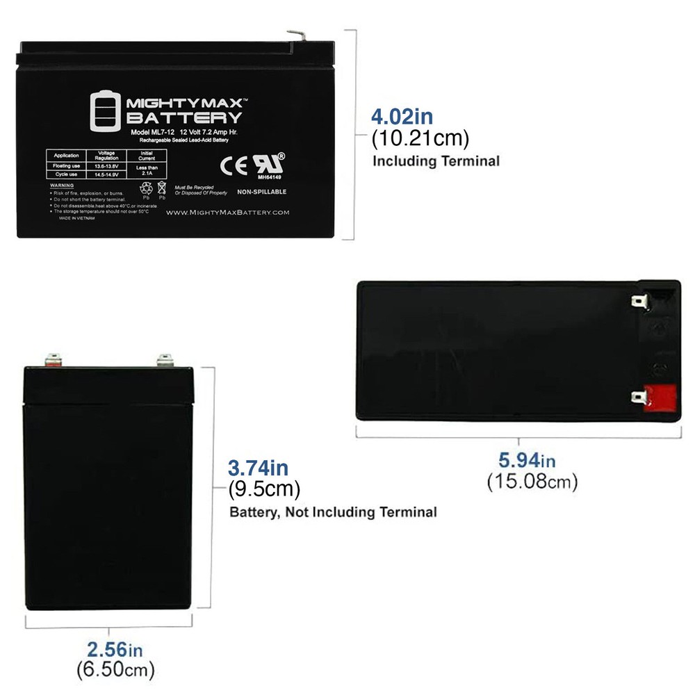 Mighty Max 12V 7.2AH SLA Replacement Battery for Leoch LP12-7.0