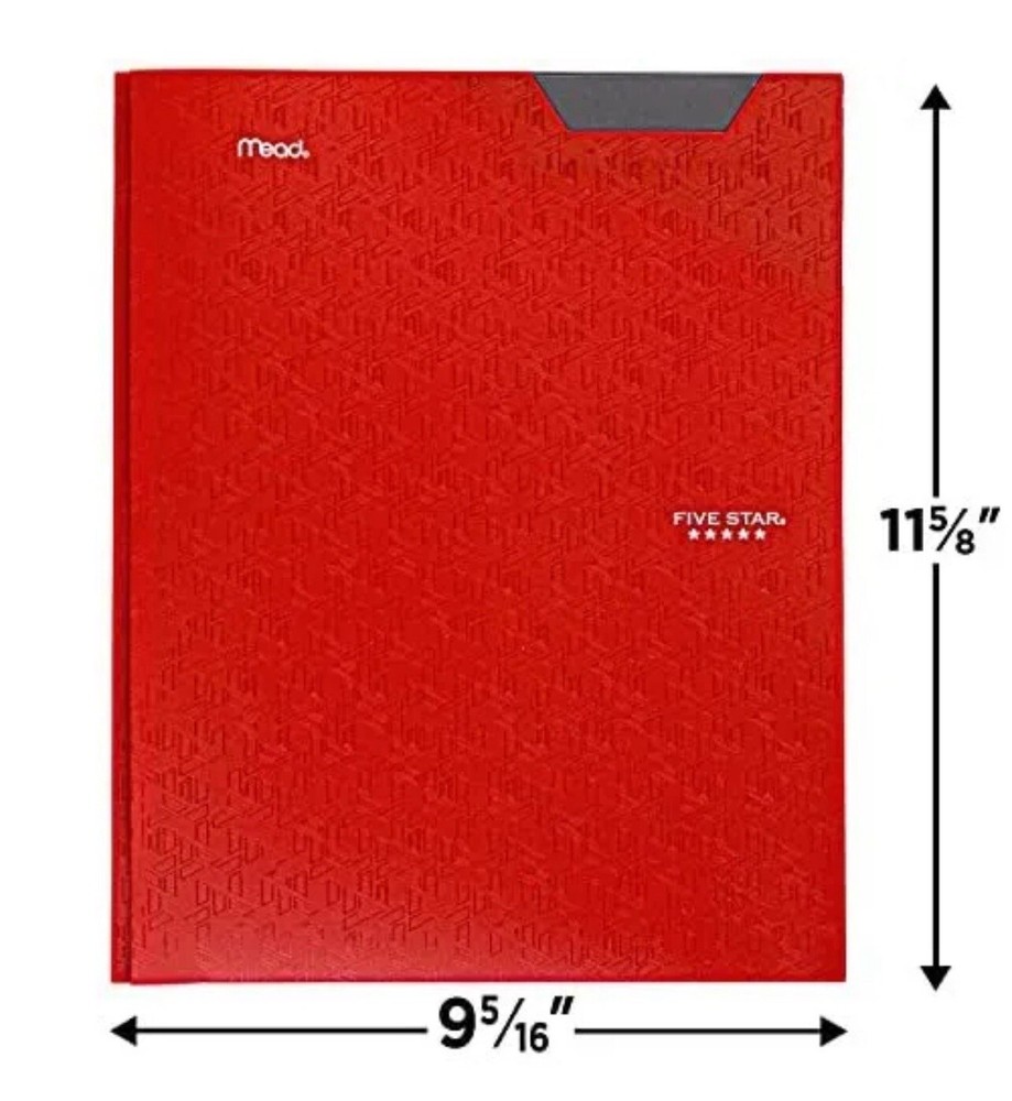 Five Star 2-Pocket Folder (4 Pack) Plastic 3-Prong Folders W/Stay-Put Tabs + GWP