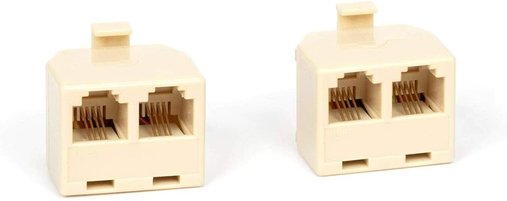 Duplex Modular Phone Wall Jack Adapter (IVORY) RJ11 - Splitter | Two Pack