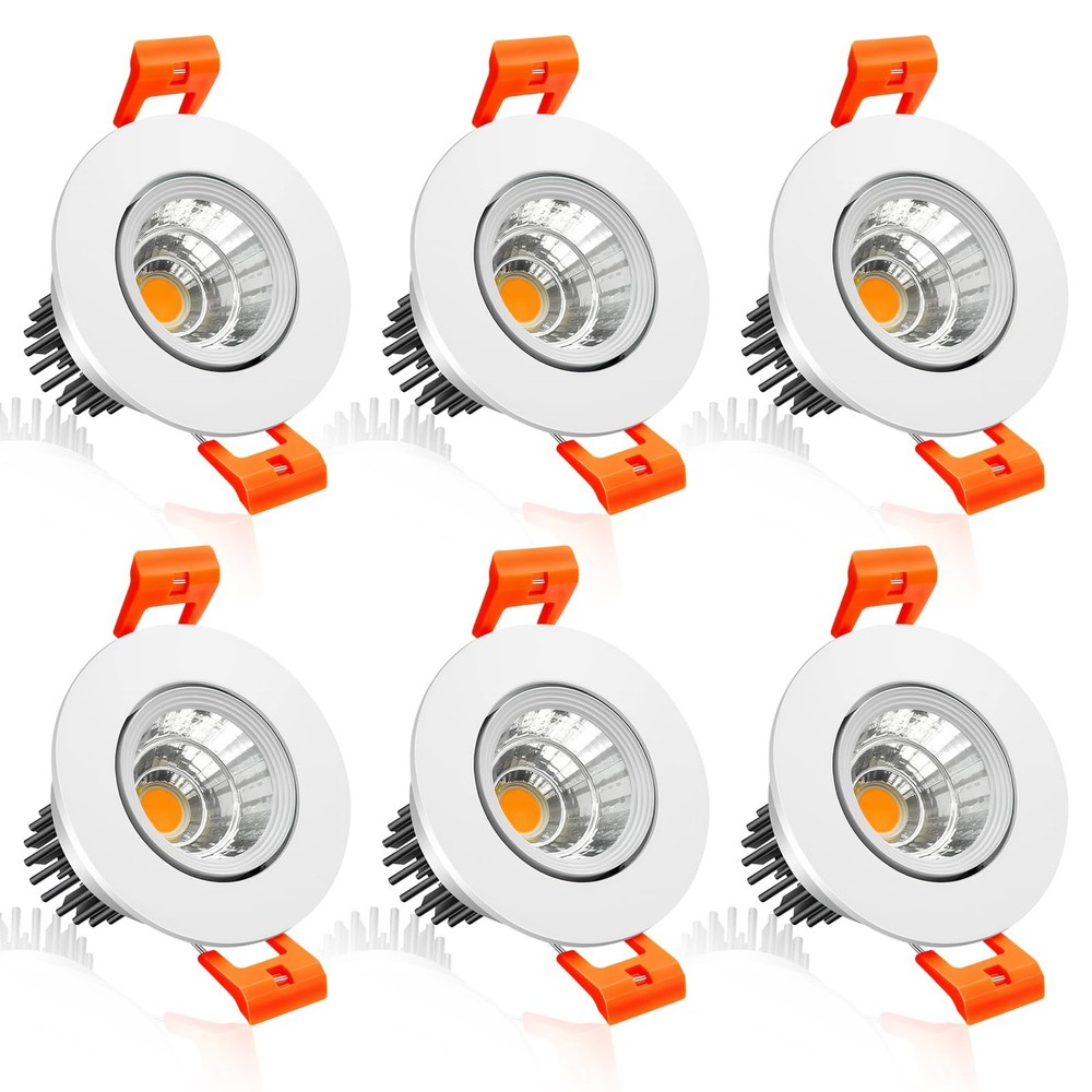 inShareplus 2 Inch LED Downlight, 3W Recessed Lighting COB Dimmable, 3000K Warm