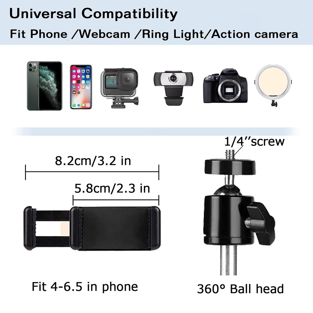 Overhead Tripod Mount for Camera Webcam Ring Light, Long Over Head 01-Black