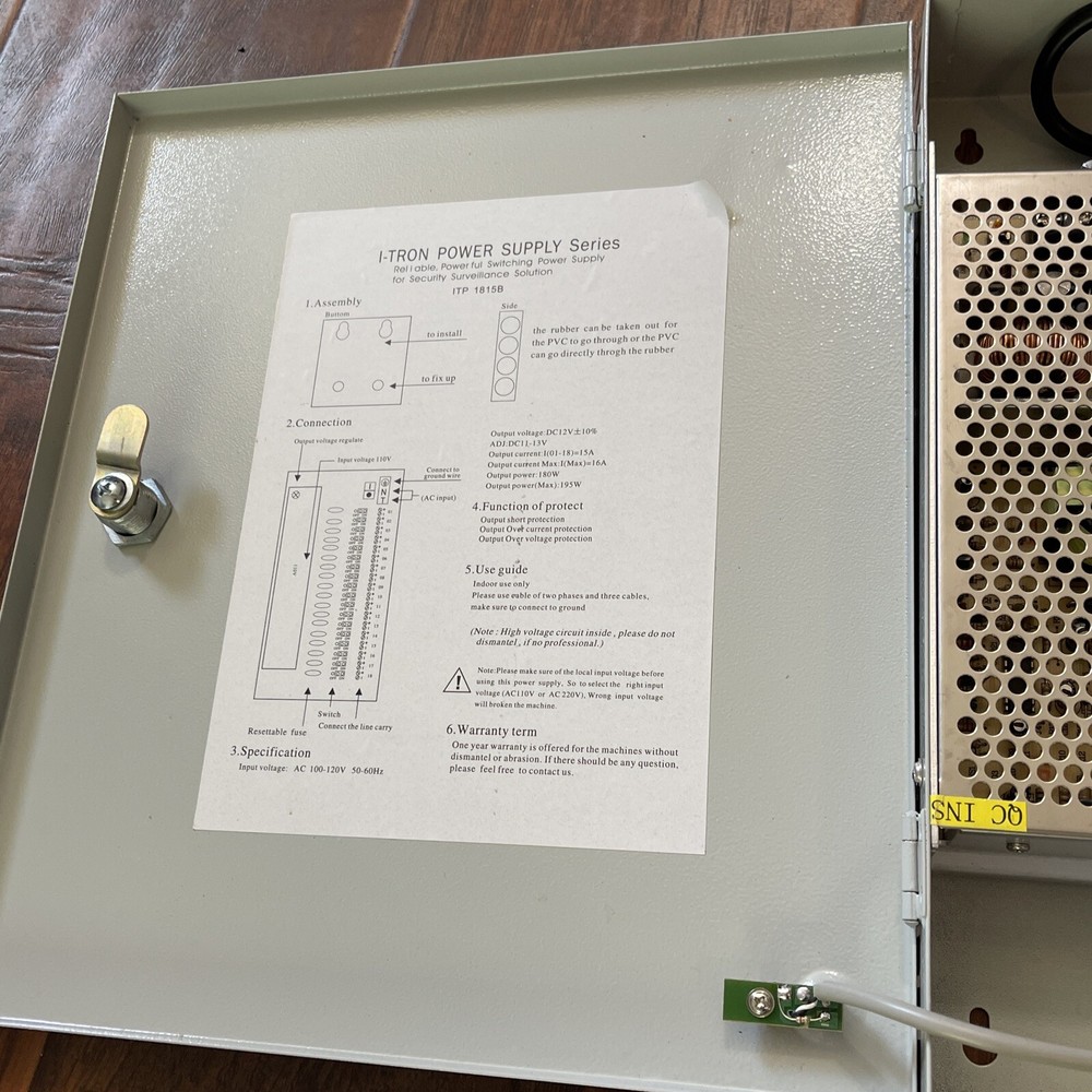 I-TRON ITP 1815 Power Supply, 12Vdc for security/surveillance systems Read