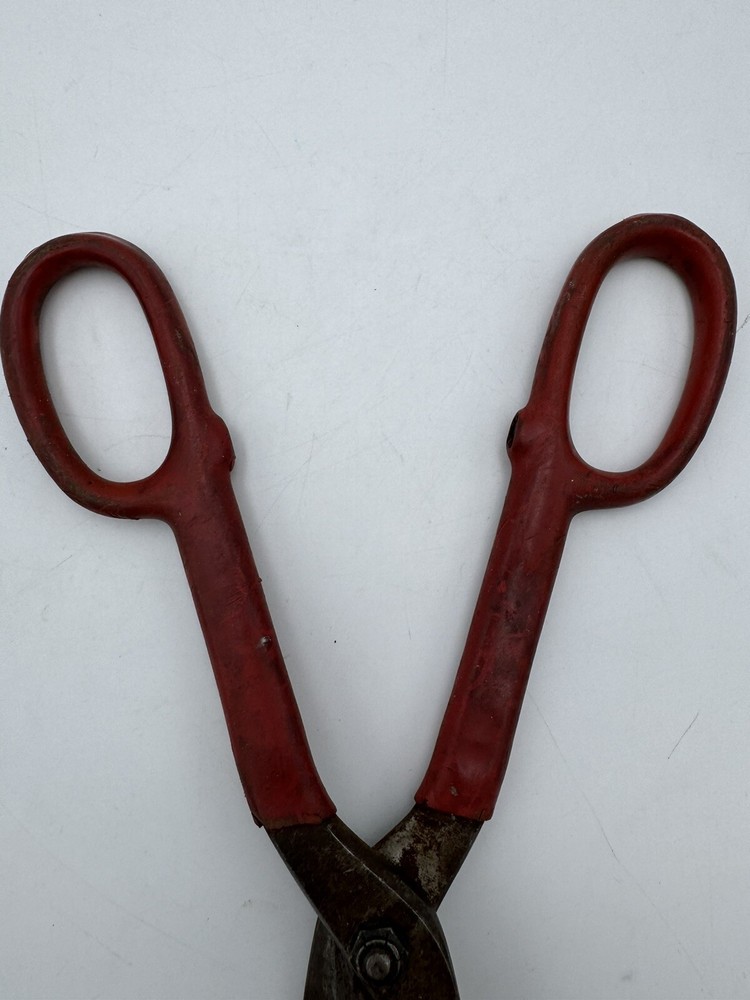 Vintage Master Mechanic Professional Straight Tin Snips Red Handle