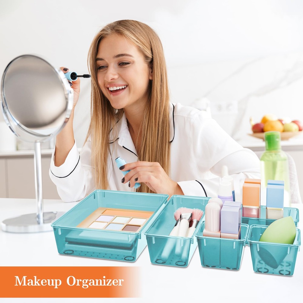 SpaceHacks 25 PCS Plastic Drawer Organizer Set, 4-Size Versatile Organizer T...