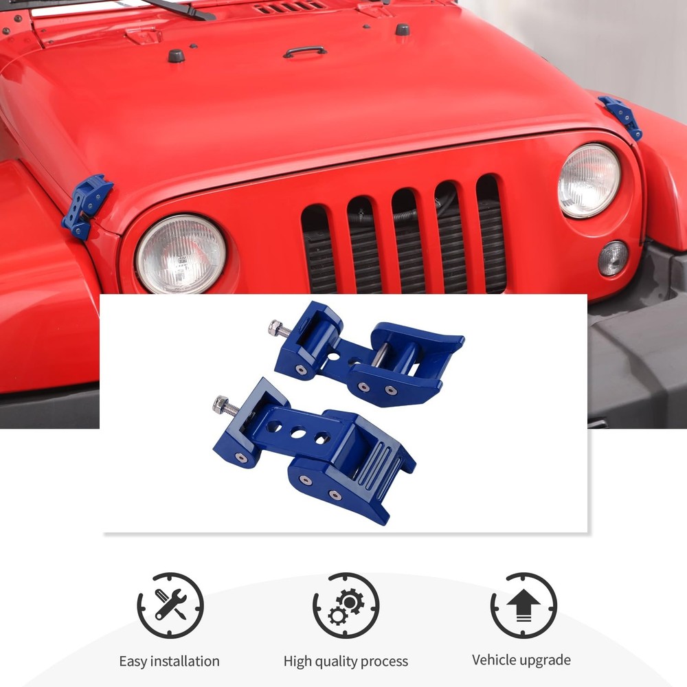 CheroCar Blue Hood Latches Hood Lock Catch Latches Kit Fit for 2007-2025+Jeep...