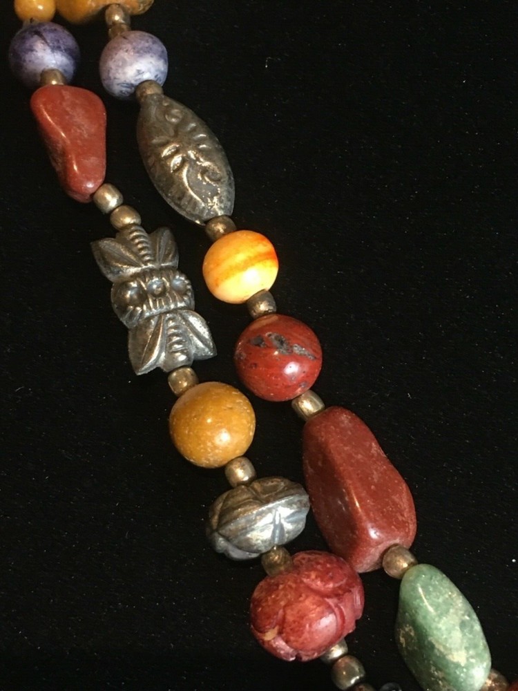 Bold Silver Bead Native American Tribal Style Artisan STATEMENT Necklace