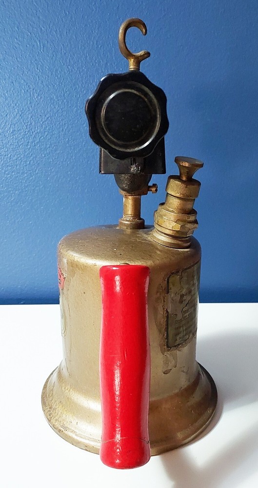 Vintage C & L Brass Blow Torch Red Handle