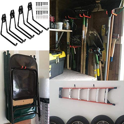 Heavy Duty Garage Storage Utility Double Hooks,Extended Wall Mount Tool Holder