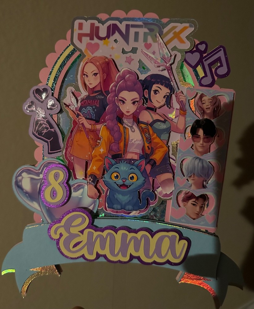 K-pop Demon Hunter Cake Topper with lights