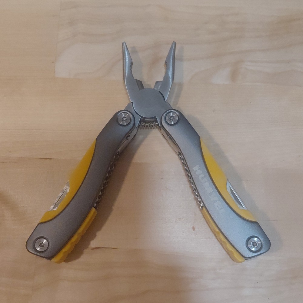 Humvee Multi-Tool Silver Yellow Stainless Steel 6 Tools with Sheath