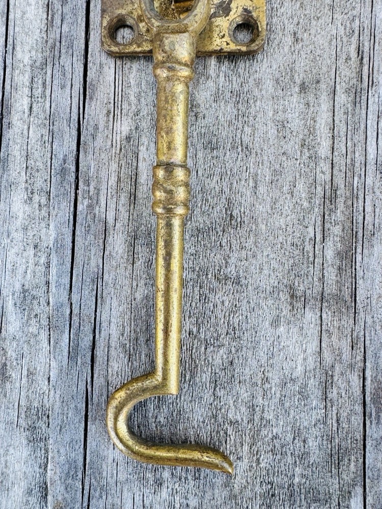 Antique Salvage Solid Brass Cabin Door Hook Silent Gate Latch Hook Only 3 7/8 In