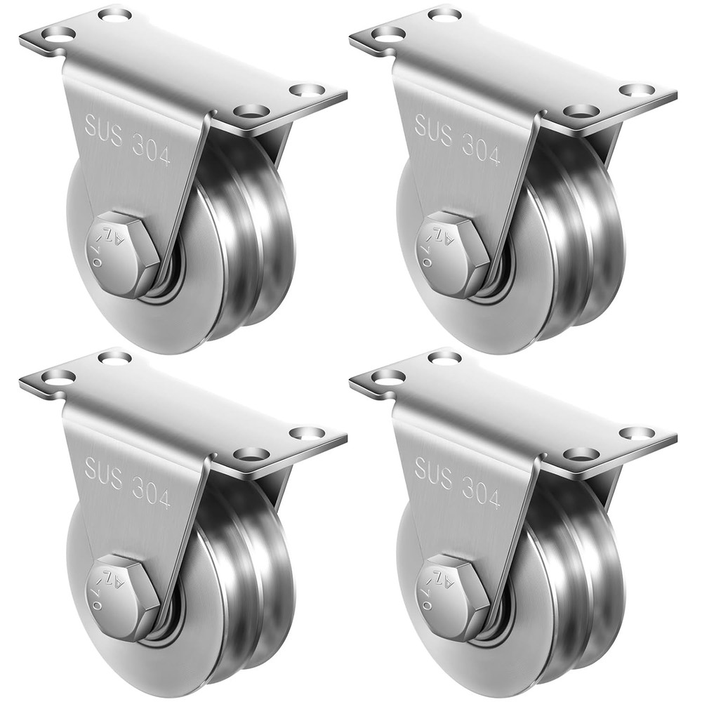 4 Pack Double Groove Cable Fixed Pulley Block Wall Mount Cable Wheel Pulley H...