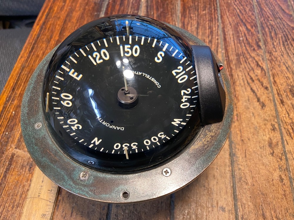 Vintage Danforth Constellation Dash Mount Compass 5" Card Red LED Light