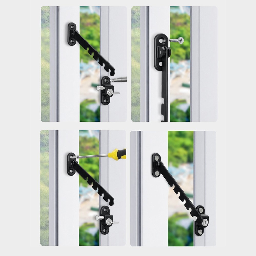 2pcs Adjustable Window Lock Limiter Carbon Steel Multi Stage for Window Safety