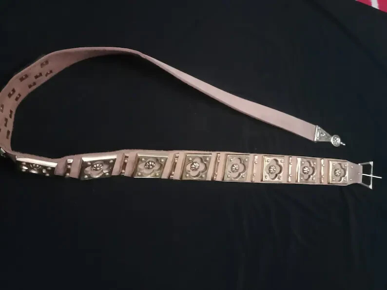 Medieval Belt With Brass Plate Casting Mothers day gift