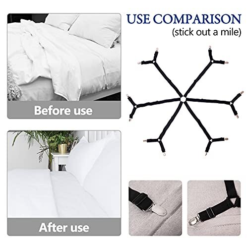 Gift for Mum!Sheet Fasteners Keepers-Adjustable Elastic Bed Sheet Holder Black