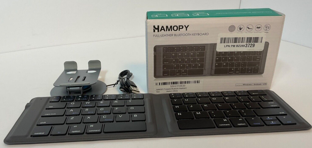 Hamopy Foldable Full-Leather Bluetooth Keyboard