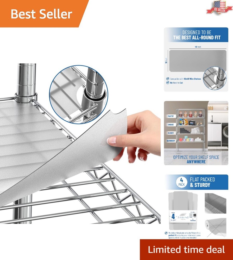 Durable 30 Gauge Polypropylene Shelf Liners for 18x48 Wire Systems - 4 Pack
