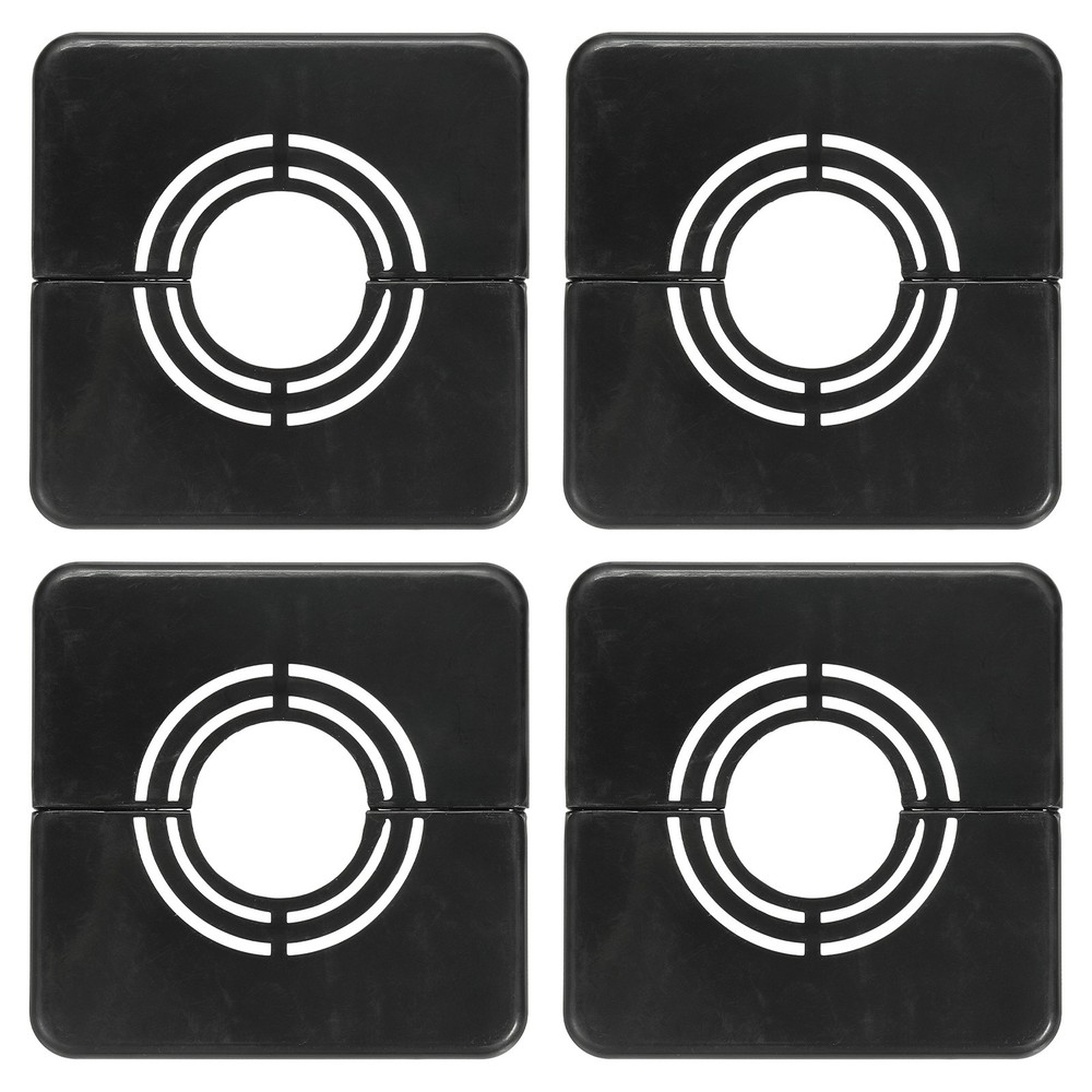 4pcs Wall Split Flange 0.79" Plastic Square Split Flange Pipe Cover, Black