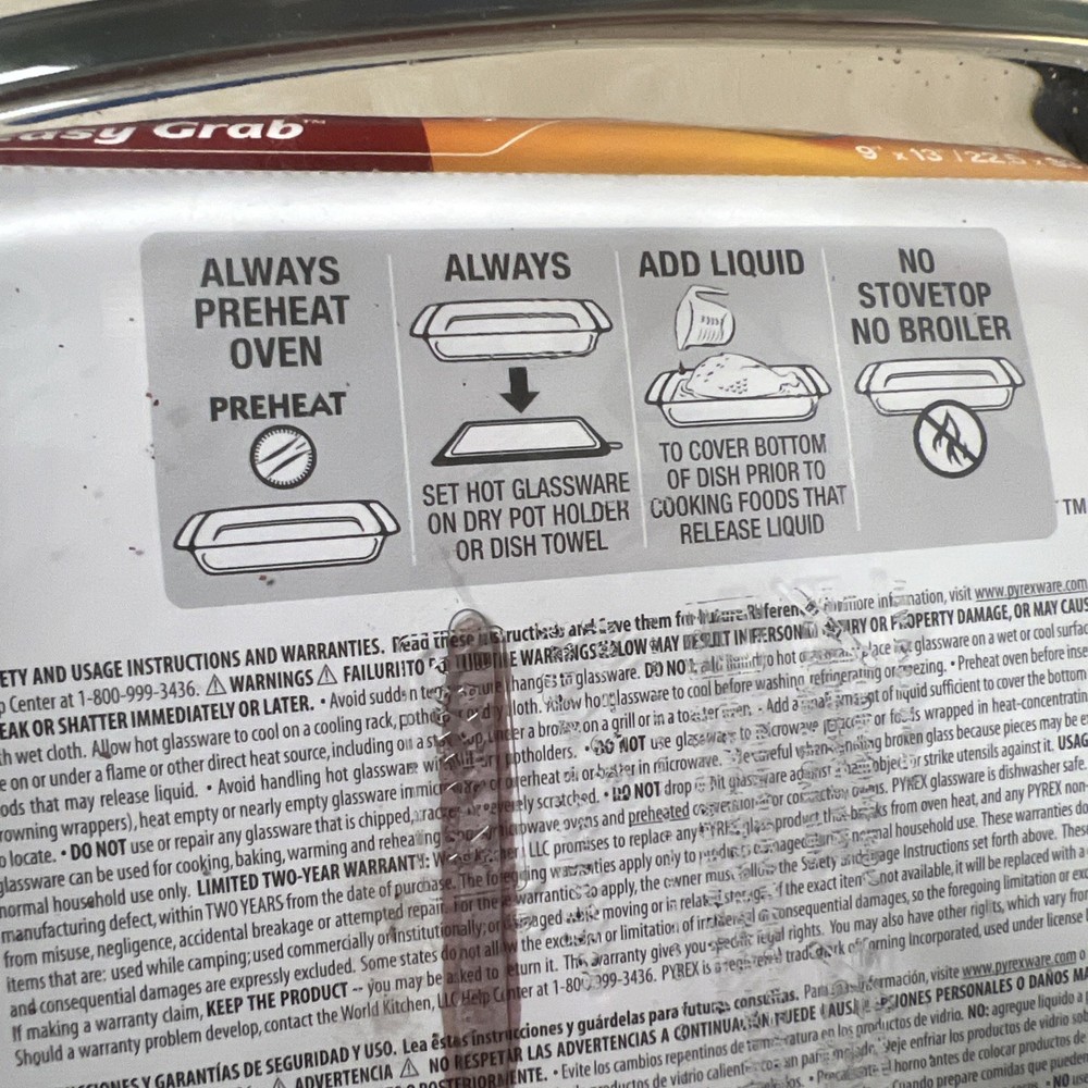 Pyrex Easy Grab Glass Bakeware 3 quart 9”x13”