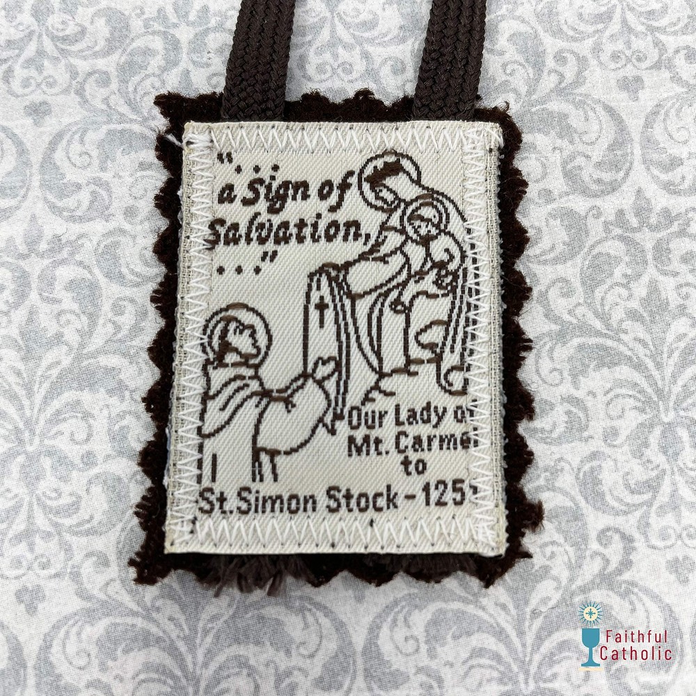 Brown Scapular 100% Wool Handmade | Mt. Carmel | Single