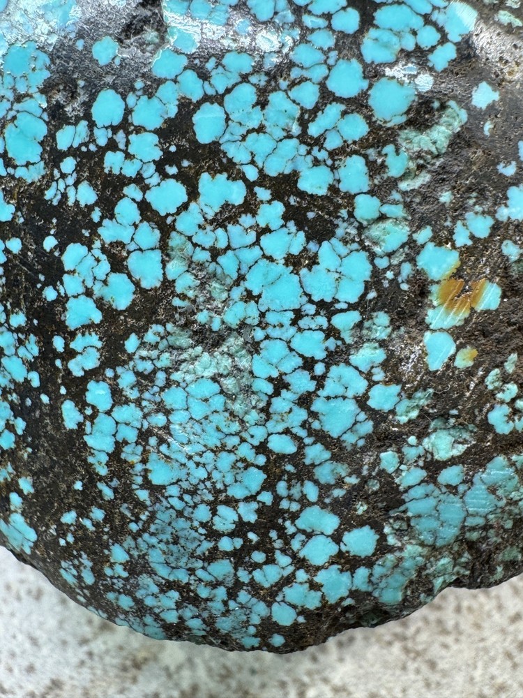 Hubei turquoise rough , solid spiderwebs nuggets in blue