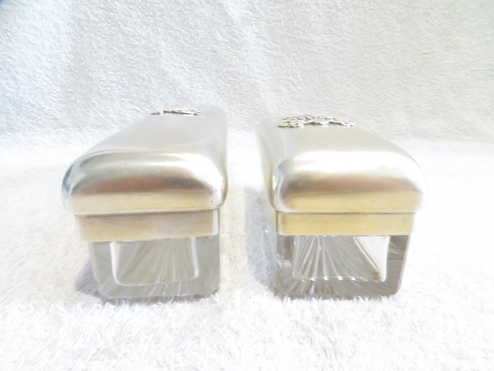 Gorgeous victorian english sterling silver & crystal 2 rectangular boxes London