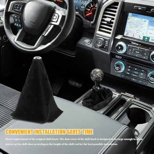 Car Shift Knob Dust Cover, Car Shift Boot, Leather Gear Shift Black/Suede