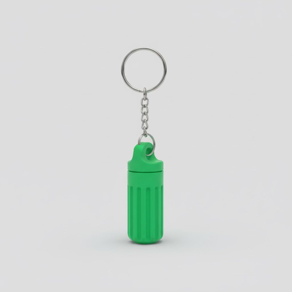 Keychain Pill Container 3D Printed Storage Bottle 2" Travel